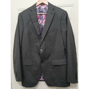 Indochino mens 40R wool cashmere LUXURY blazer jacket dark gray 2 button